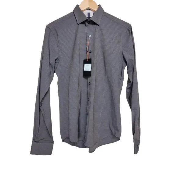 Eight X Premium Buckle Slim Fit Brown Button up Men's Long Sleeve Shirt - Small - Picture 1 of 5